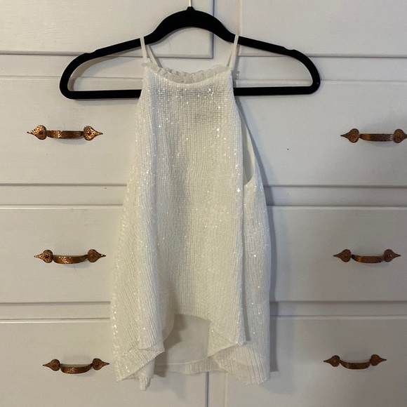 Zara Top Sequin Blouse in White size small - Picture 3 of 9